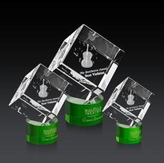 Burrill 3D Green on Marvel Base Square / Cube Crystal Award - Awards and Trophies