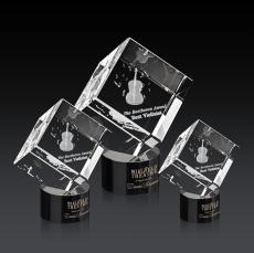 Burrill 3D Black on Marvel Base Square / Cube Crystal Award - Awards and Trophies