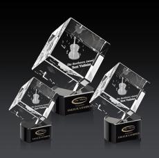 Burrill 3D Black on Paragon Base Square / Cube Crystal Award - Awards and Trophies