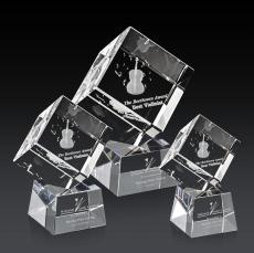 Burrill 3D Clear on Robson Base Square / Cube Crystal Award - Awards and Trophies