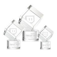 Burrill Clear on Marvel Base Square / Cube Crystal Award - Awards and Trophies