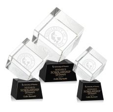 Burrill Black on Robson Base Square / Cube Crystal Award - Awards and Trophies