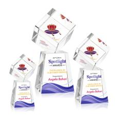 Burrill Full Color Square / Cube on Celestina Base Crystal Award - Awards and Trophies