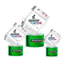 Burrill Full Color Green on Marvel Base Square / Cube Crystal Award - Awards and Trophies