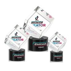 Burrill Full Color Black on Marvel Base Square / Cube Crystal Award - Awards and Trophies