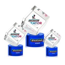 Burrill Full Color Blue on Marvel Base Square / Cube Crystal Award - Awards and Trophies