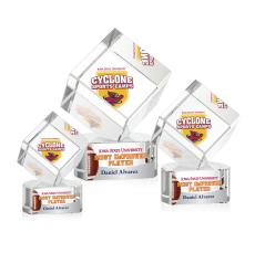 Burrill Full Color Clear on Paragon Base Square / Cube Crystal Award - Awards and Trophies