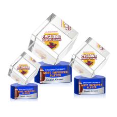 Burrill Full Color Blue on Paragon Base Square / Cube Crystal Award - Awards and Trophies