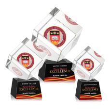 Burrill Full Color Black on Robson Base Square / Cube Crystal Award - Awards and Trophies