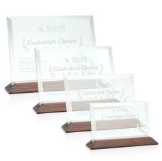 Embassy Jade/Walnut (Horiz) Rectangle Glass Award - Glass Awards