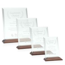 Embassy Jade/Walnut (Vert) Rectangle Glass Award - Glass Awards