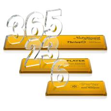 Northam Milestone Amber Number Crystal Award - Awards and Trophies