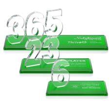 Northam Milestone Green Number Crystal Award - Awards and Trophies