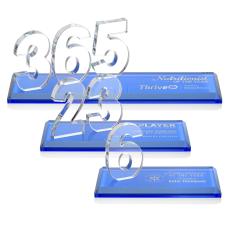Northam Milestone Sky Blue Number Crystal Award - Awards and Trophies