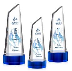 Akron Full Color Blue on Base Peaks Crystal Award - Awards and Trophies