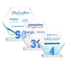 Riviera Milestone Full Color Blue Polygon Crystal Award - Colored Crystal Awards