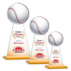 Edenwood Baseball Full Color Amber Towers Crystal Award - Awards and Trophies