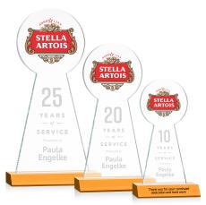 Laidlaw Full Color/Etch Amber Towers Crystal Award - Awards and Trophies