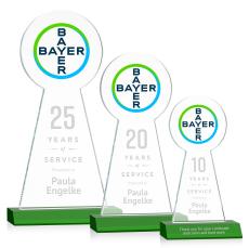 Laidlaw Full Color/Etch Green Towers Crystal Award - Awards and Trophies