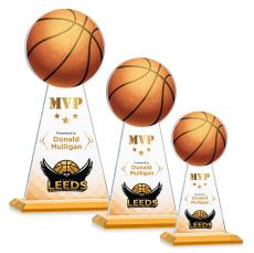 Edenwood Basketball Full Color Amber Towers Crystal Award - Awards and Trophies