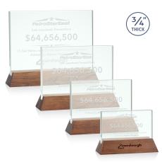 Walkerton Jade/Walnut (Horiz) Rectangle Glass Award - Awards and Trophies