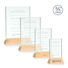 Walkerton Jade/Bamboo (Vert) Rectangle Glass Award - Awards and Trophies