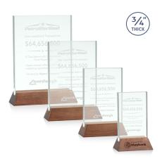 Walkerton Jade/Walnut (Vert) Rectangle Glass Award - Awards and Trophies
