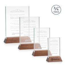 Walkerton Starfire/Walnut (Vert) Rectangle Crystal Award - Awards and Trophies