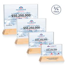 Walkerton Full Color Starfire/Bamboo (Horiz) Rectangle Wood Award - Full Color Imprint