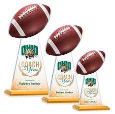 Edenwood Football Full Color Amber Towers Crystal Award - Full Color Imprint
