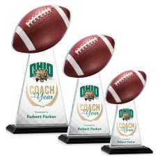Edenwood Football Full Color Black Towers Crystal Award - Full Color Imprint