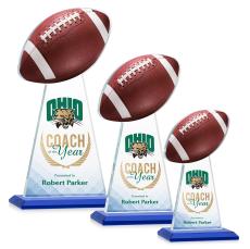 Edenwood Football Full Color Blue Towers Crystal Award - Full Color Imprint
