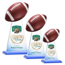 Edenwood Football Full Color Sky Blue Towers Crystal Award - Full Color Imprint
