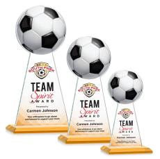 Edenwood Soccer Full Color Amber Towers Crystal Award - Full Color Imprint