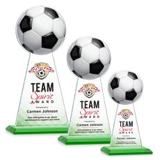 Edenwood Soccer Full Color Green Towers Crystal Award - Full Color Imprint
