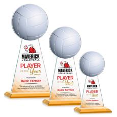 Edenwood Volleyball Full Color Amber Towers Crystal Award - Full Color Imprint