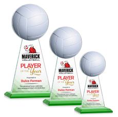 Edenwood Volleyball Full Color Green Towers Crystal Award - Full Color Imprint