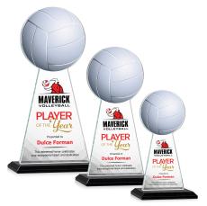 Edenwood Volleyball Full Color Black Towers Crystal Award - Full Color Imprint