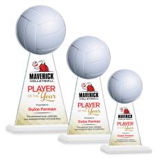 Edenwood Volleyball Full Color White Towers Crystal Award - Full Color Imprint