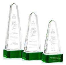 Geneva Green on Base Obelisk Crystal Award - Awards and Trophies