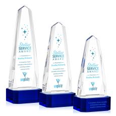 Geneva Full Color Blue on Base Obelisk Crystal Award - Full Color Imprint