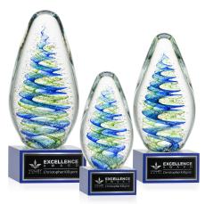 Jezebel Blue on Hancock Base Tear Drop Glass Award - Glass Awards