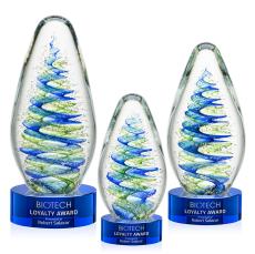 Jezebel Blue on Stanrich Base Tear Drop Glass Award - Glass Awards