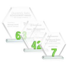 Riviera Milestone Green Polygon Crystal Award - Awards and Trophies