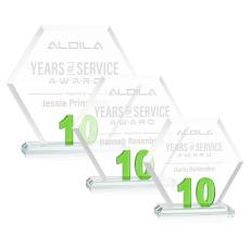 Riviera Anniversary Green  No 10 Polygon Crystal Award - Awards and Trophies