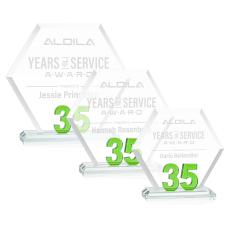 Riviera Anniversary Green  No 35 Polygon Crystal Award - Awards and Trophies