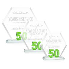 Riviera Anniversary Green  No 50 Polygon Crystal Award - Crystal Awards