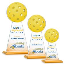 Edenwood Pickleball Full Color Amber Towers Crystal Award - Crystal Awards