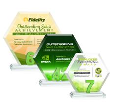 Riviera Milestone Full Color Green Polygon Crystal Award - Crystal Awards