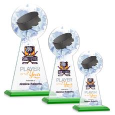 Edenwood Hockey Full Color Green Towers Crystal Award - Full Color Imprint